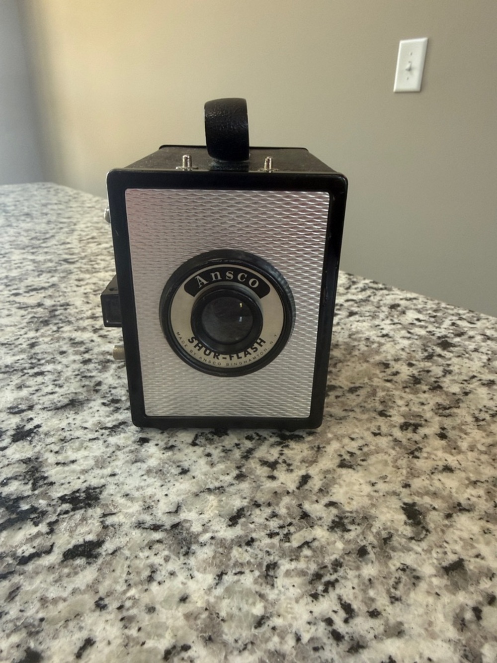 Vintage Ansco Box Camera in Black and Silver